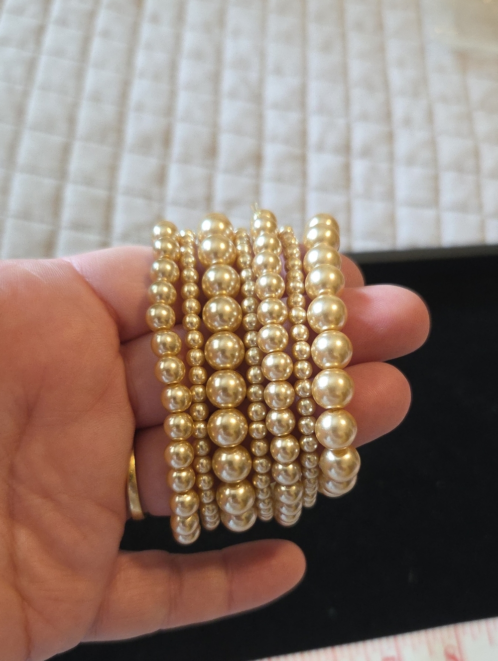 Lia Sophia Classic Pearl Stretch Bracelet Set
